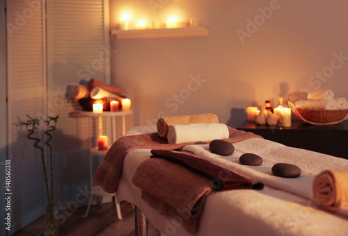 Interior Of Modern Massage Room In Candle Light Kaufen Sie