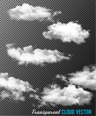 Wall Mural - Transparent set of cloud vectors