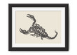 retro vector illustrations series: vintage drawing of a scorpion in a black picture frame mockup - graphic design element for posters, apparel design or tattoos
