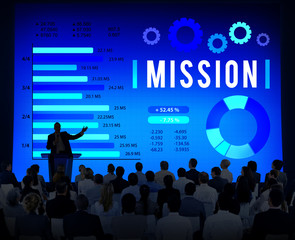 Wall Mural - Mission Solution Target strategy Vision Concept