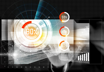 Poster - Businessman touching upload number of the future interface technology, abstract business concept