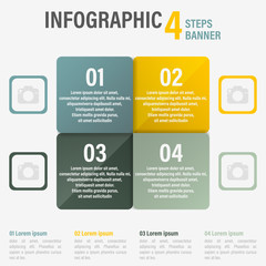 Fototapete - Infographic four steps vector banner. Part 12.