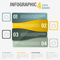 Fototapete - Infographic four steps vector banner. Part 10.