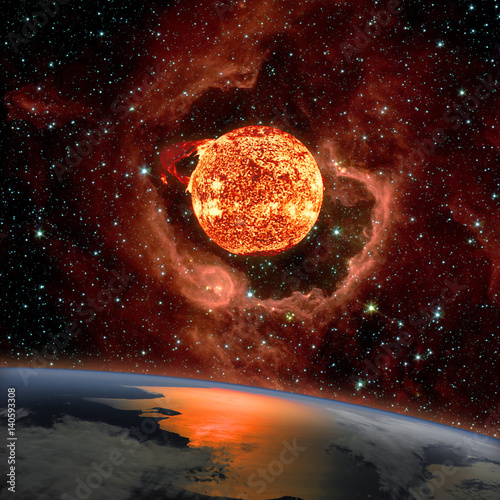 wschod-slonca-nad-planeta-ziemia-slonce-podczas-erupcji-pojawia-sie-na-rcw-79-w-poludniowej-drodze-mlecznej-w-konstelacji-centaura-w-tle-elementy-tego-obrazu-dostarczone-przez-nasa