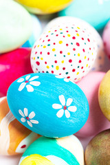  Easter background with eggs and copyspace. Happy Easter!.