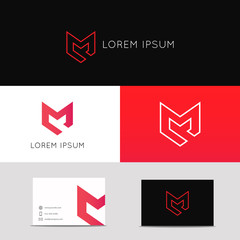 Aufkleber - Letter M logo icon sign. Protection shield symbol vector design.