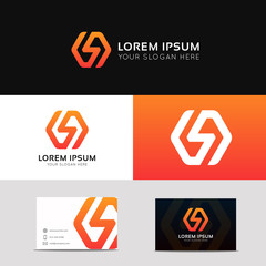 Aufkleber - Abstract energy icon sign. Logo S letter vector design with brand identity.