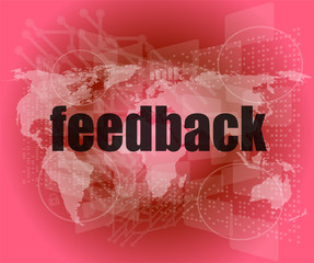 Poster - Information technology IT concept: words Feedback on screen