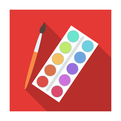 Poster - Palette with paints and brush. Paint in school.School And Education single icon in flat style vector symbol stock illustration.