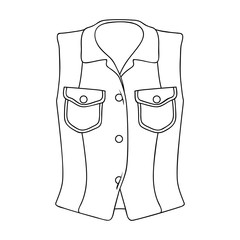 Women Sleeveless Sports Jacket .Beige button-down shirt without sleeves for the girl. Sport dress style.Women clothing single icon in outline style vector symbol stock illustration.