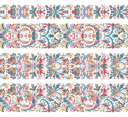 Set of vintage border brushes templates. Baroque floral elements for frames design and page decorations.