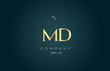 md m d  gold golden luxury alphabet letter logo icon template