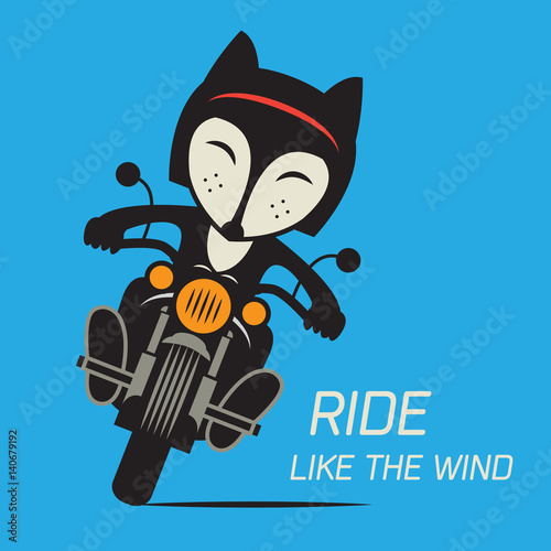 Fox Biker riding a motorcycle. Bikers event or festival Poster