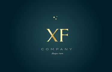 xf x f  gold golden luxury alphabet letter logo icon template