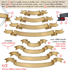 Wall Mural - Papyrus Ribbons Curved Downwards – Two Designs by Four Sizes