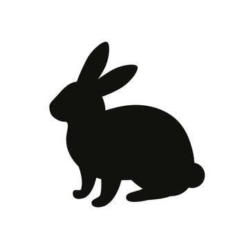 Silhouette of hare on a white background.