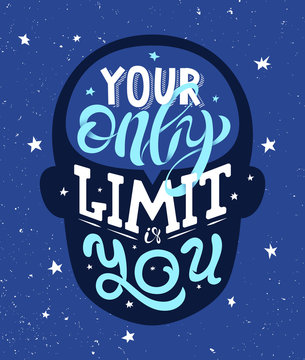 Handdrawning typography inspiring poster. Banner concept with head. Vector illustration.