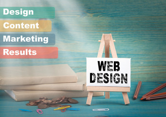 Wall Mural - web design, business and strategic concept. notice board by the books and money, and notifications.