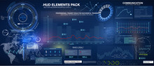 Set Graphs And Charts. Statistic And Data, Information Infographic. HUD Background Outer Space. Infographic Elements.