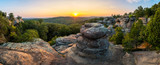 Fototapeta Zachód słońca - Rock formations and summer sunset, Garden of the God's, Southern Illinois