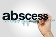 Abscess word cloud on grey background