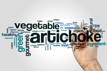 Poster - Artichoke word cloud concept on grey background