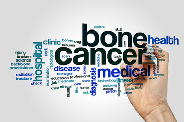 Wall Mural - Bone cancer word cloud concept on grey background