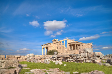 Fototapete - Erechtheion temple Acropolis, Athens, Greece, with famous Caryatides