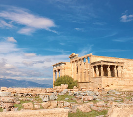 Fototapete - Erechtheion temple Acropolis, Athens, Greece, panoramic image