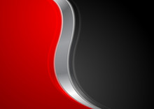 Abstract Red Black Background With Metallic Wave