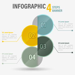 Fototapete - Infographic four steps vector banner with circular elements. Part 14.