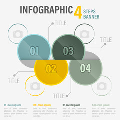Fototapete - Infographic four steps vector banner with circular elements. Part 20.
