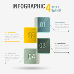 Fototapete - Infographic four steps vector banner with hexagonal elements. Part 18.