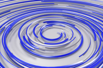 Wall Mural - White concentric spiral with blue glowing elements on white background