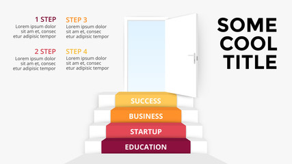 Vector 3d arrows infographic. Template for diagram, graph, presentation and chart. Business startup concept with 4 options, parts, steps or processes. Abstract background. Data visualization.