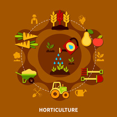 Wall Mural - Horticulture Icons Circle Composition