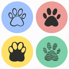 Wall Mural - Paw icon set.