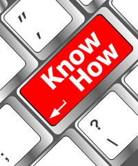 Poster - know how knowledge or education concept with button on computer keyboard
