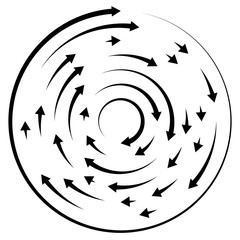 Aufkleber - Circular concentric arrows. Cyclic, cycle arrows. Arrow element to illustrate Ripple, swirl, twirl concepts
