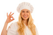 © Samo Trebizan - Beautiful young chef woman shows ok sign as she is happy with deliceous meal