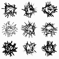Leinwandbilder - Set of random, chaotic line abstract element set