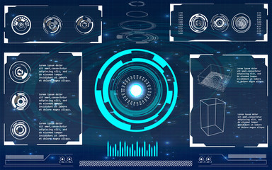 Aufkleber - Futuristic user interface. Element user interface. HUD. hi-tech main. Blue elements
