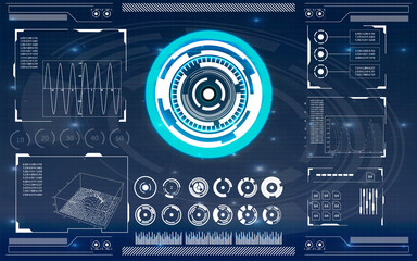 Poster - futuristic user interface. element user interface. hud. hi-tech main. blue elements