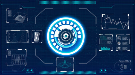 Aufkleber - HUD UI for business app. Futuristic user interface HUD and Infographic elements. Abstract virtual graphic touch user interface. UI hud infographic interface screen monitor radar set web elements