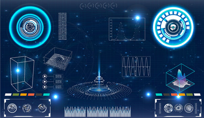 Aufkleber - Futuristic user interface. Element user interface. HUD. hi-tech main. Blue elements
