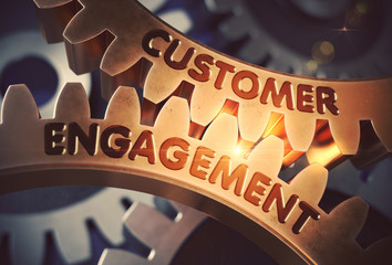Poster - Customer Engagement on Golden Cog Gears. 3D Illustration.
