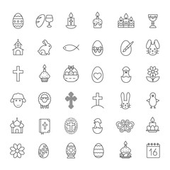 Wall Mural - Easter linear icons set