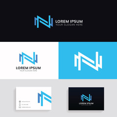 Aufkleber - Letter N logo icon company sign vector design with brand business card