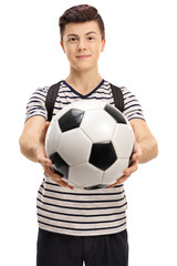 Canvas Print - Teenage student with a football