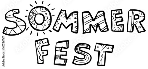 Schwarz-weiß Schriftzug „SOMMERFEST“ / Vektor, freigestellt Stock